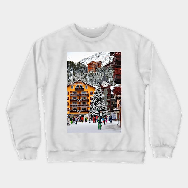 Les Arcs Arc 1950 French Alps France Crewneck Sweatshirt by AndyEvansPhotos